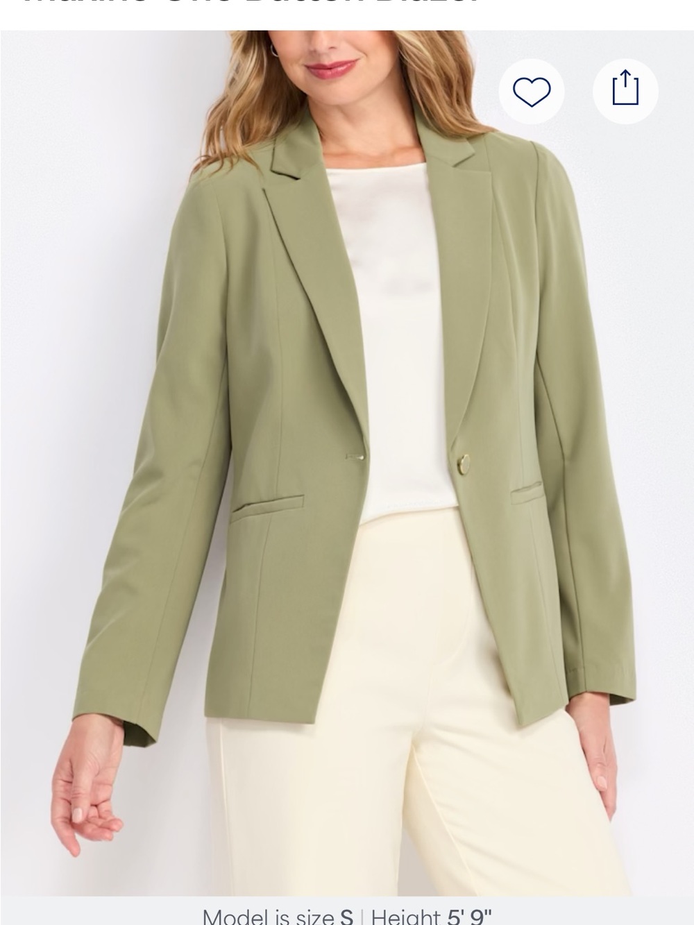 Market & Spruce Sage Green Single-Button Blazer